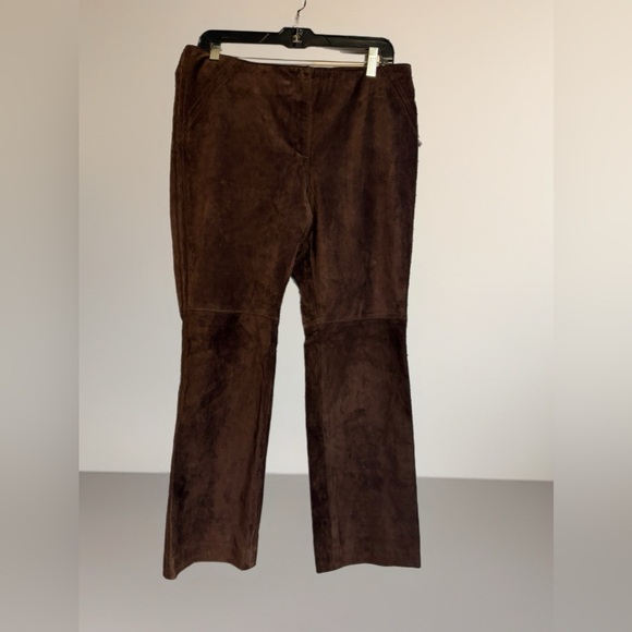 INC International Concepts Vintage Y2K Chocolate Suede Leather Flare Pants - Picture 4 of 5